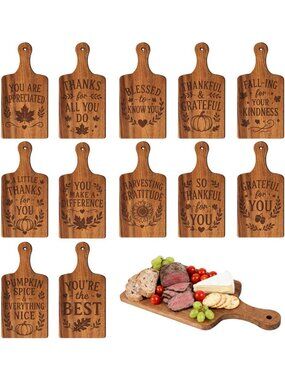 24 Pack Mini Acacia Wood Cutting Boards - Perfect for Fall Charcuterie